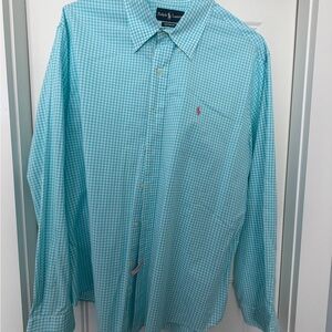 Ralph Lauren Men's Aqua Gingham Shirt